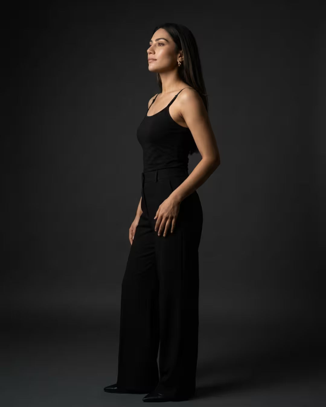 Spaghetti Strap Adjustable Tank Top - Black