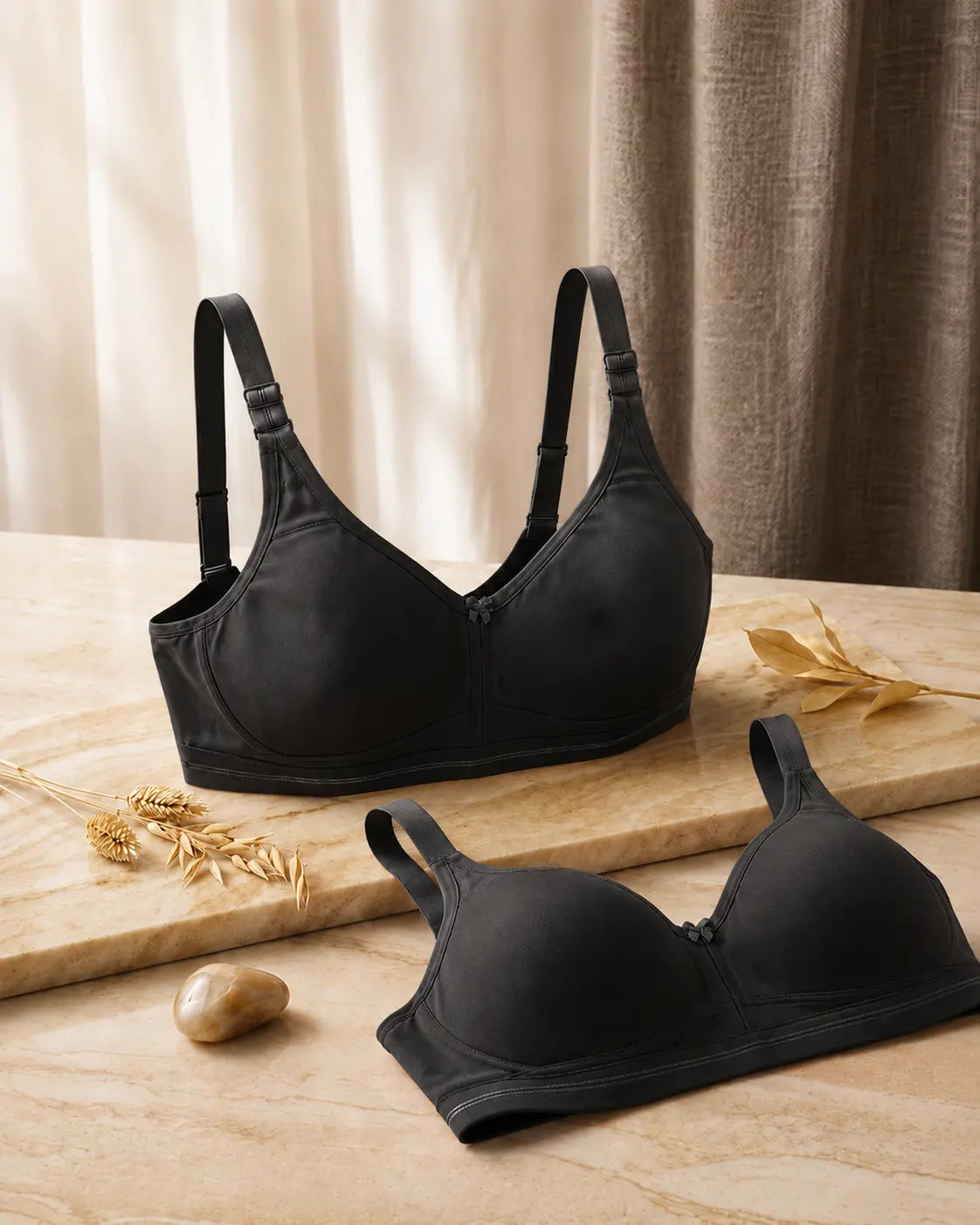 Non Padded Seamless Molded Cup Minimizer Bra - Black