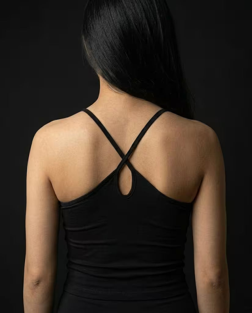Cross Ribbed Tank Top - Black