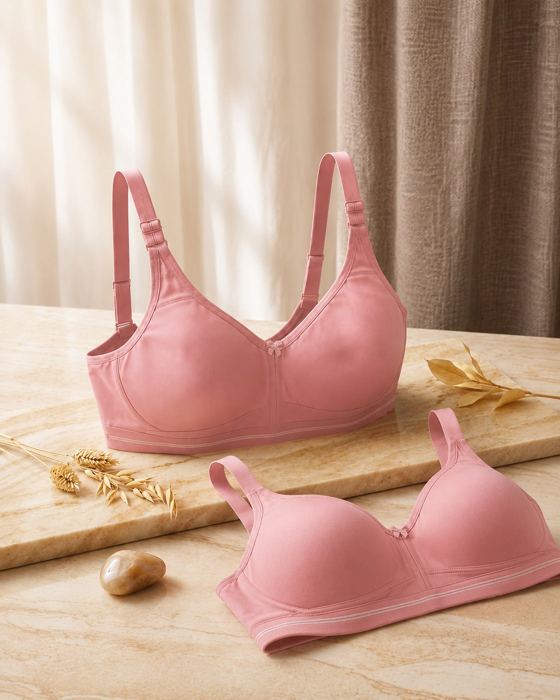 Non Padded Seamless Molded Cup Minimizer Bra - Dusty Rose