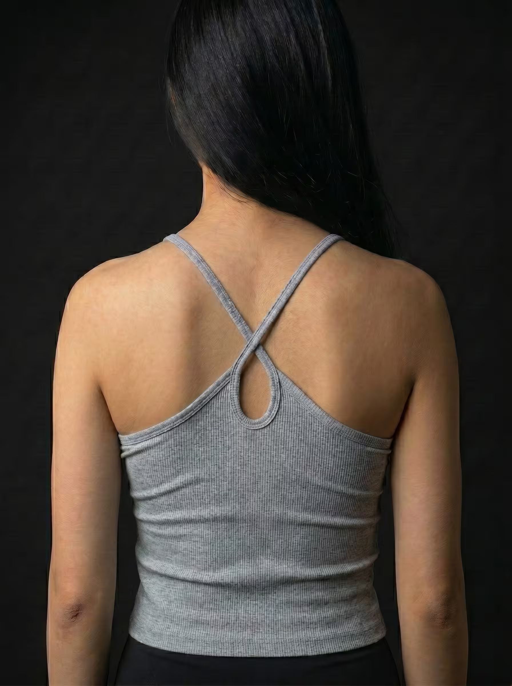 Cross Ribbed Tank Top - White