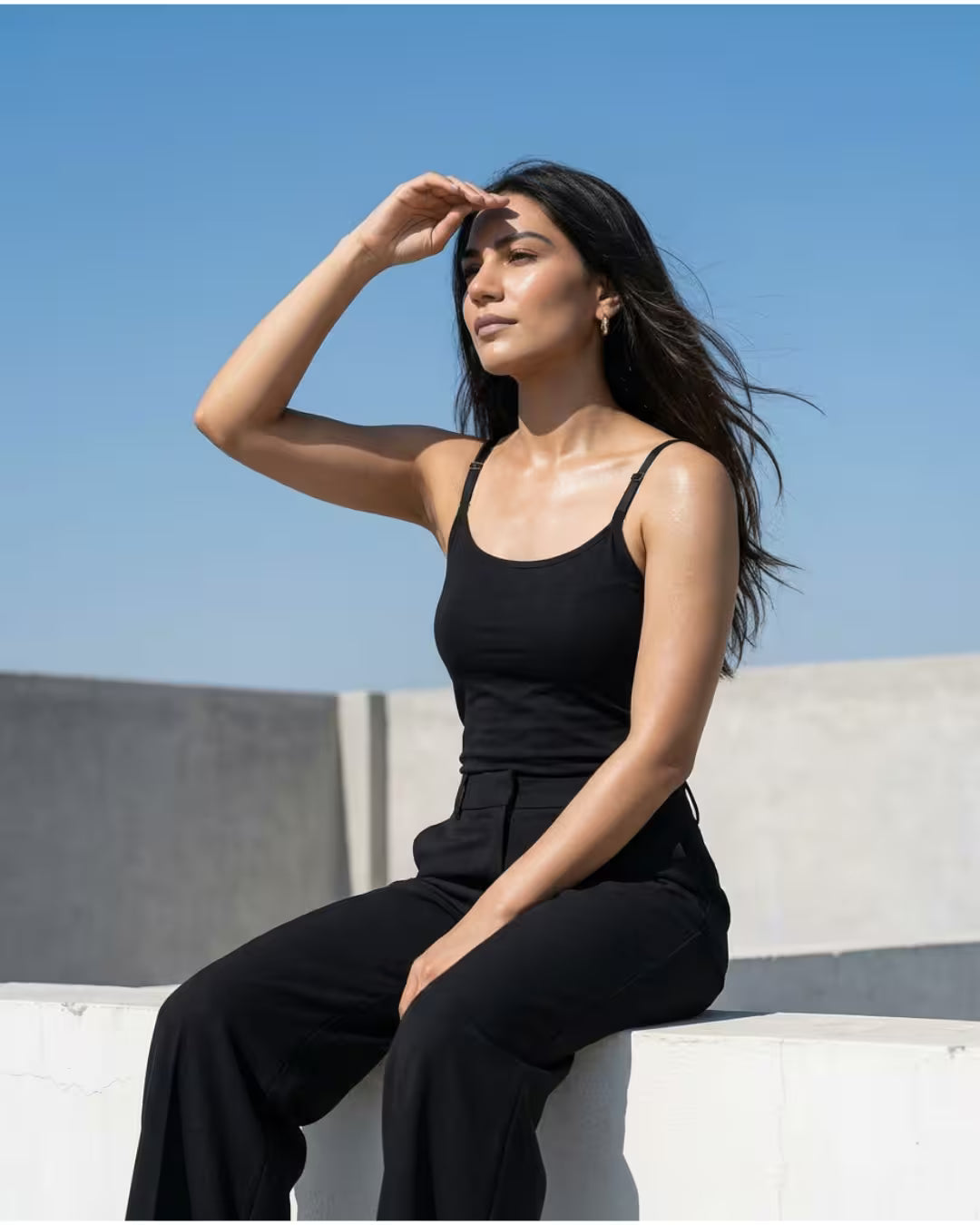 Spaghetti Strap Adjustable Tank Top - Black