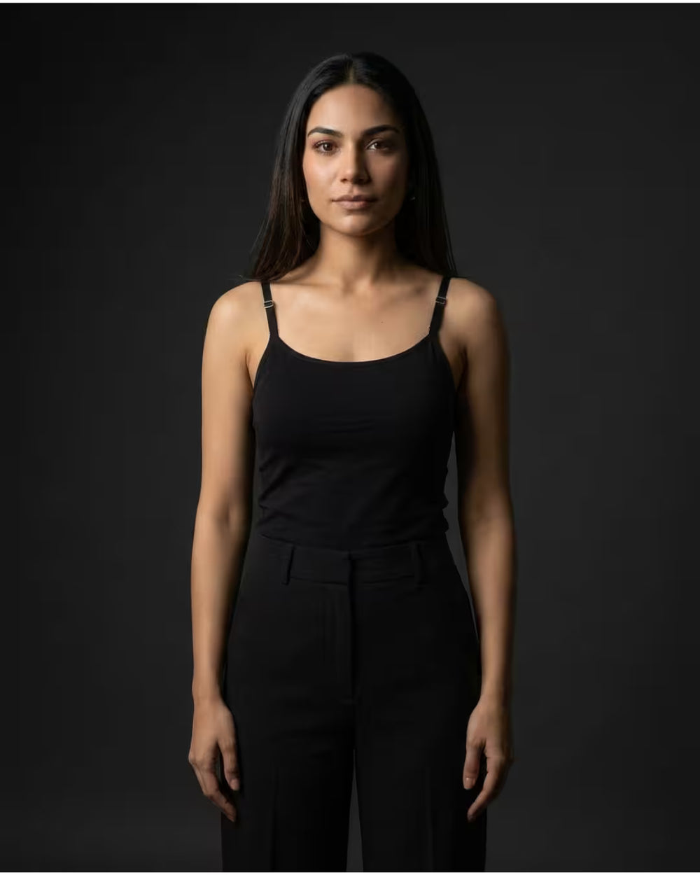 Spaghetti Strap Adjustable Tank Top - Black