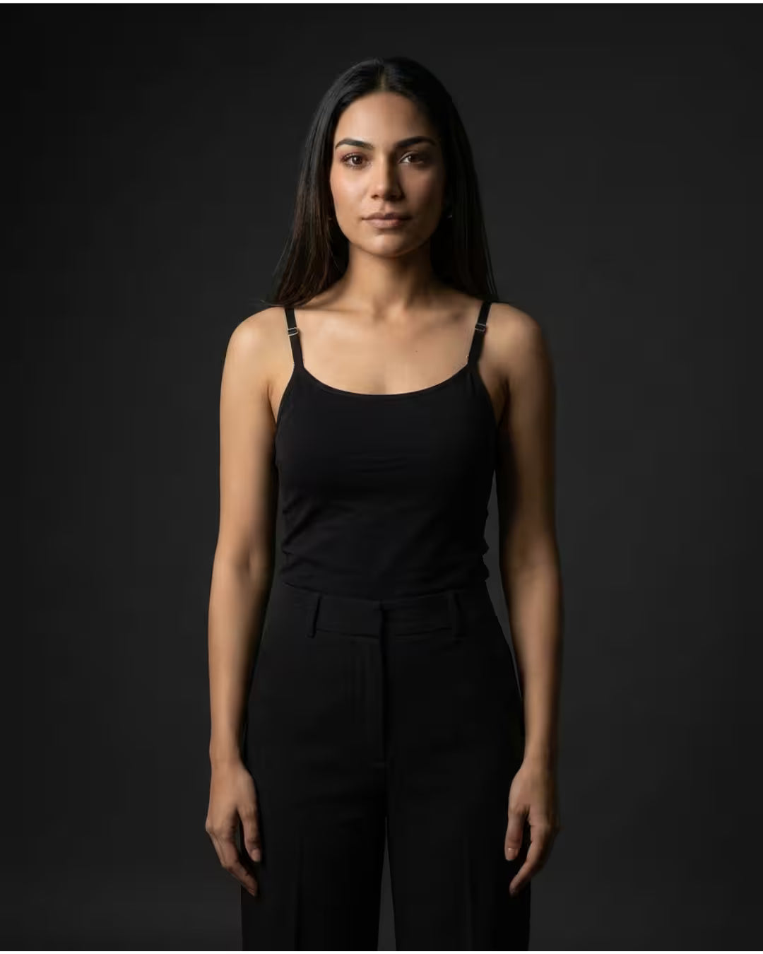 Spaghetti Strap Adjustable Tank Top - Black