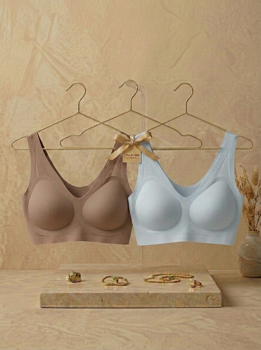 Seamless Minimzer Bra Bundle - Chocolate brown & Blue