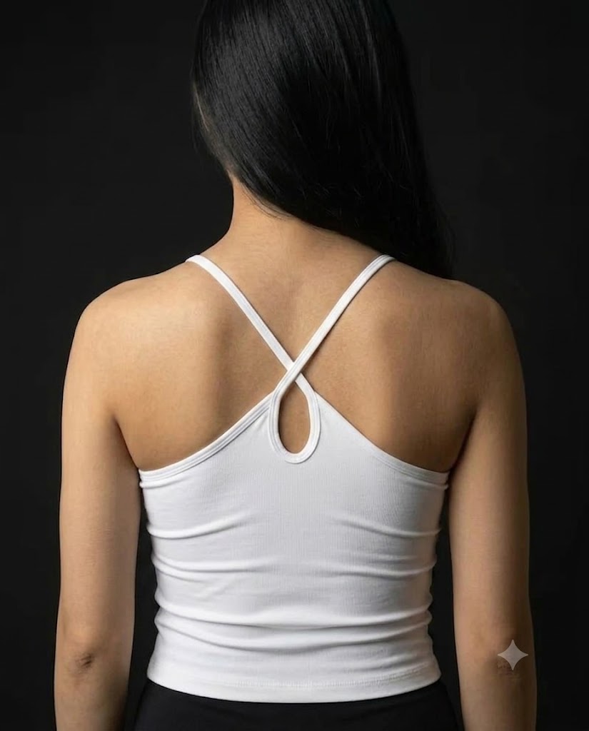 Cross Ribbed Tank Top - White