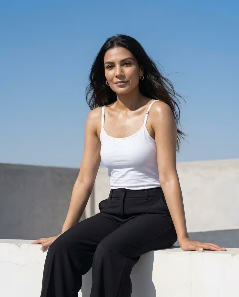 Spaghetti Strap Adjustable Tank Top - White